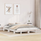 Bed Frame without Mattress White 135x190 cm Double Solid Wood Pine 850675