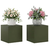 Plant Stand 2 pcs Olive Green 40 x 40 x 40 cm Steel 8012523