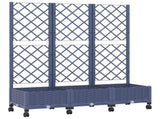 Garden Planter with Trellis&Wheels Blue Grey PP 3423053