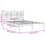 Metal Bed Frame without Mattress with Headboard White 140x200cm 376374