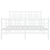 Metal Bed Frame without Mattress with Footboard White 120x190cm 376388