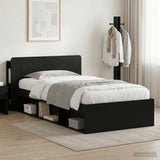 Bed Frame with Storage Black 100 x 200 cm Engineered Wood 3433336