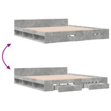 Bed Frame with Drawers without Mattress Concrete Grey 200x200 cm 3280723