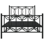 ZNTS Metal Bed Frame without Mattress with Footboard Black 100x190cm 376140