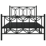 ZNTS Metal Bed Frame without Mattress with Footboard Black 100x190cm 376140