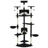 Cat Tree with Sisal Scratching Posts 203 cm Black and White 170530