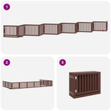 Dog Gate with Door Foldable 12 Panels Brown 960 cm Poplar Wood 3155692