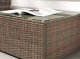 90 x 50cm Glass-Top Rattan Side Table - Brown T3398P327966