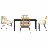 Garden Dining Set 5 pcs Brown Poly Rattan 3380865