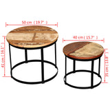 Two Piece Coffee Table Set Solid Reclaimed Wood Round 40cm/50cm 244007