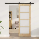 Sliding Door Natural 78 x 202 cm Solid Pine Wood and Glass 3332327
