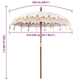 Balinese Parasol Cream 215 x 215 x 260 cm Cotton and Wood 42006455