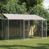 Dog Cage with Roof Silver 400 x 200 x 256 cm Steel and PE 3368298