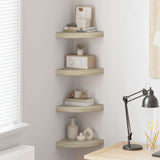 Floating Corner Shelves 4 pcs Oak 25x25x3.8 cm MDF 323906