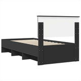 Bed Frame with Headboard Black 90 x 200 cm Engineered Wood 3408894