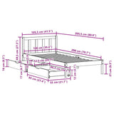 Bed Frame without Mattress Wax Brown 100x200 cm Solid Wood Pine 3301491
