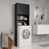 ZNTS Washing Machine Cabinet Black 64x25.5x190 cm Engineered Wood 800028