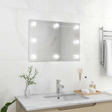 Wall Frameless Mirror with LED Lights Rectangular Glass 3078643