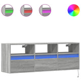 TV Wall Cabinet with LED Lights Grey Sonoma 130x31x45 cm 852346