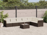 8 Piece Garden Sofa Set with Cushions Brown Poly Rattan 3217753