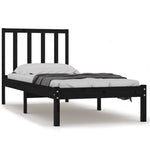 ZNTS Bed Frame without Mattress Black Solid Wood Pine 90x190 cm Single Single 3105105