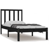 ZNTS Bed Frame without Mattress Black Solid Wood Pine 90x190 cm Single Single 3105105