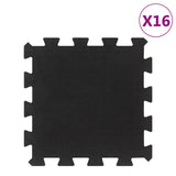 Rubber Floor Tiles 16 pcs Black 16 mm 30x30 cm 155671