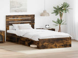 Bed Frame with Headboard Smoked Oak 75 x 190 cm Solid Pine Wood 3411475