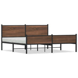 Metal Bed Frame without Mattress Brown Oak 180x200 cm Super King 3301415