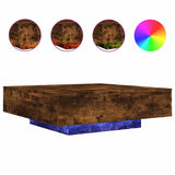 Coffee Table with LED Lights Smoked Oak 100x100x31 cm 836606