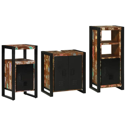 Bathroom Furniture Set 3 pcs Multicolour Solid Reclaimed Wood 3305625