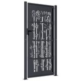 Garden Gate Anthracite 100x200 cm Steel Bamboo Design 153183