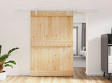 Sliding Door Natural and White 100 x 210 cm Solid Pine Wood 3444956