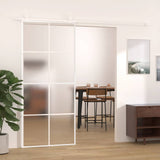 Sliding Door Frosted ESG Glass and Aluminium 90x205 cm White 151673
