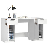 Desk with Side Cabinet White Engineered Wood 3115908