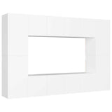 8 Piece TV Cabinet Set White Engineered Wood 3078668