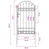 Fence Gate "ASSEN" with Arched Top Steel 102x175 cm Black 143087
