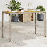 Garden Table with Acacia Wood Top Grey 115x54x74 cm Poly Rattan 365076