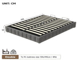 4ft6 Double Upholstered Storage Bed Frame, No Headboard Linen Bed Frame with Hydraulic Storage, N652P396290G