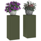 Plant Stand 2 pcs Olive green 24 x 24 x 55 cm Steel 865816