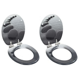 WC Toilet Seats 2 pcs with Soft Close Lids MDF Stones Design 276996