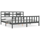 Bed Frame without Mattress Grey 200x200 cm Solid Wood Pine 3192578