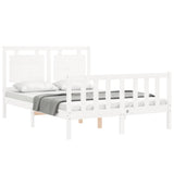 Bed Frame without Mattress White Double Solid Wood Pine 3192142
