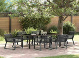Garden Dining Set 7 pcs Black Powder-Coated Steel 3379314
