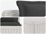 7-Seater Garden Sofa with Cushions Rattan Look PP White 3444167