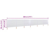 6-panel Wind Screen Fabric 800x160 cm Sand White 47180