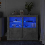Side Cabinets with LED Lights 2 pcs Concrete Grey Engineered Wood 836637