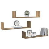 Wall Shelves 3 pcs Artisian Oak 80x18x18 cm Engineered Wood 853298