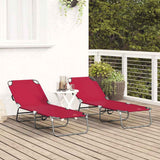 Folding Sun Lounger 2 pcs Red 188 x 57 x 86.5 cm Polyester 42003148