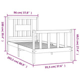 Bed Frame without Mattress Solid Wood Pine 90x200 cm 3188151